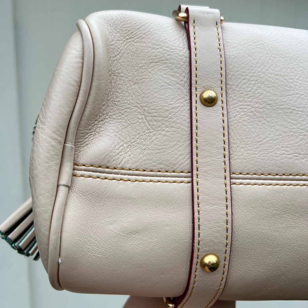 D & B Small Satchel Florentine Leather in the color BONE - Picture 4 of 8